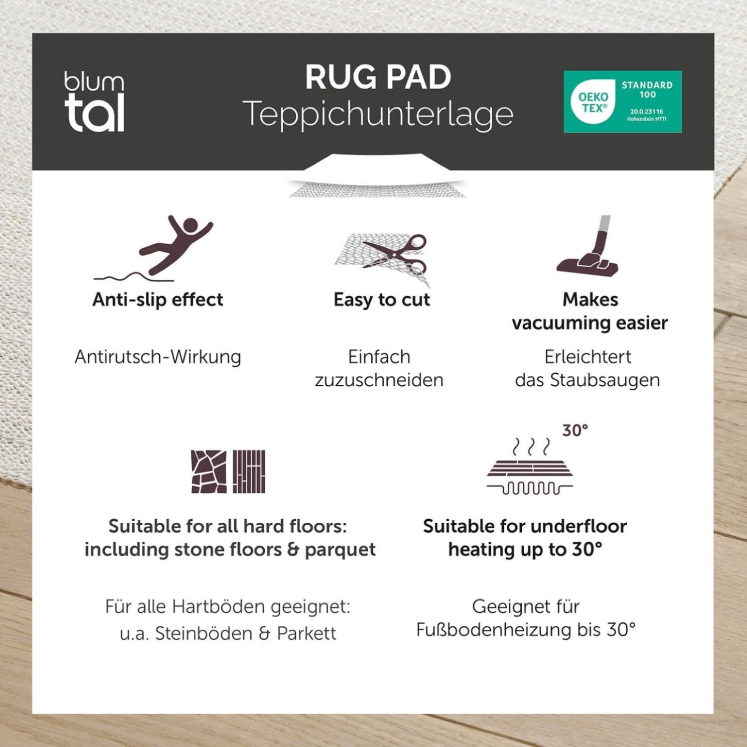 Teppich Stop Teppichunterlage für harte textile alle Böden Anti  Rutschunterlage